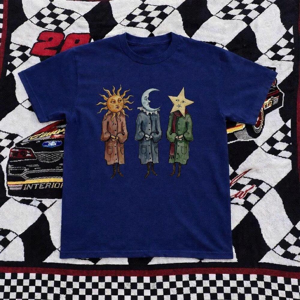 Blue And Black Graphic Tee With A Unique Design